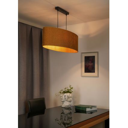 Duolla - Lámpara colgante OVAL 2xE27/15W/230V marrón