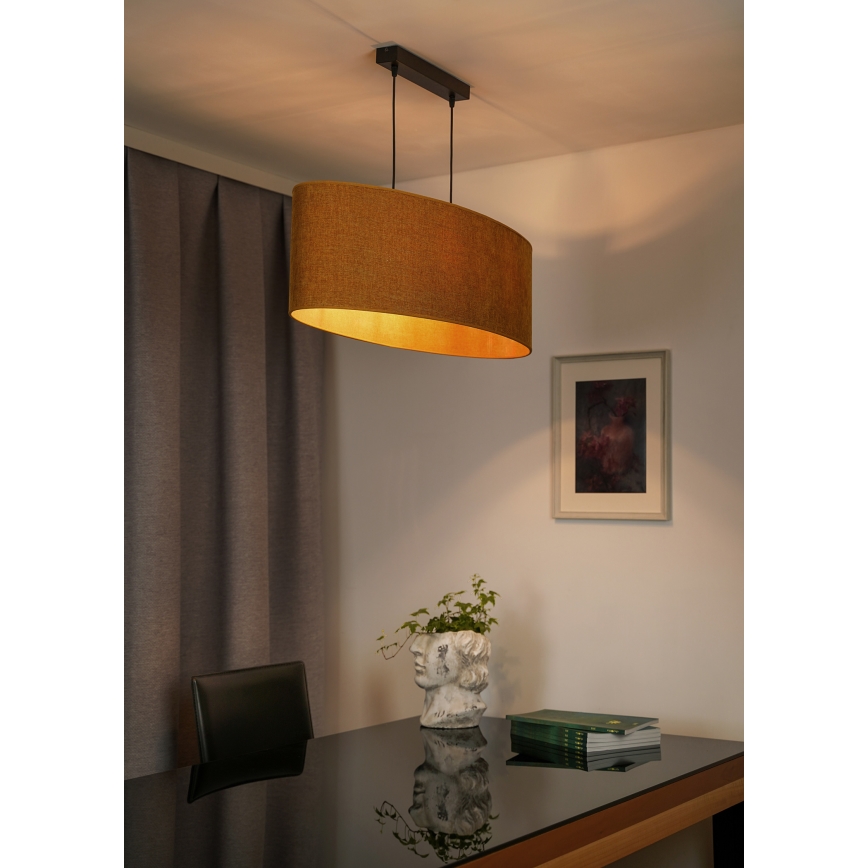 Duolla - Lámpara colgante OVAL 2xE27/15W/230V marrón