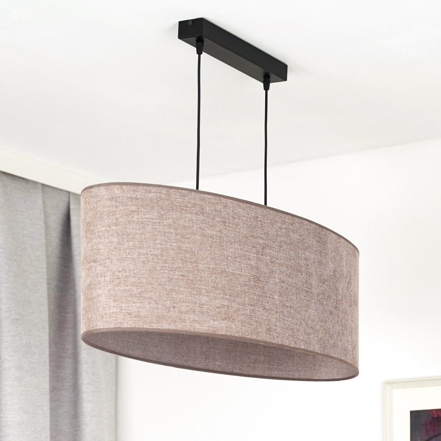 Duolla - Lámpara colgante OVAL 2xE27/15W/230V marrón