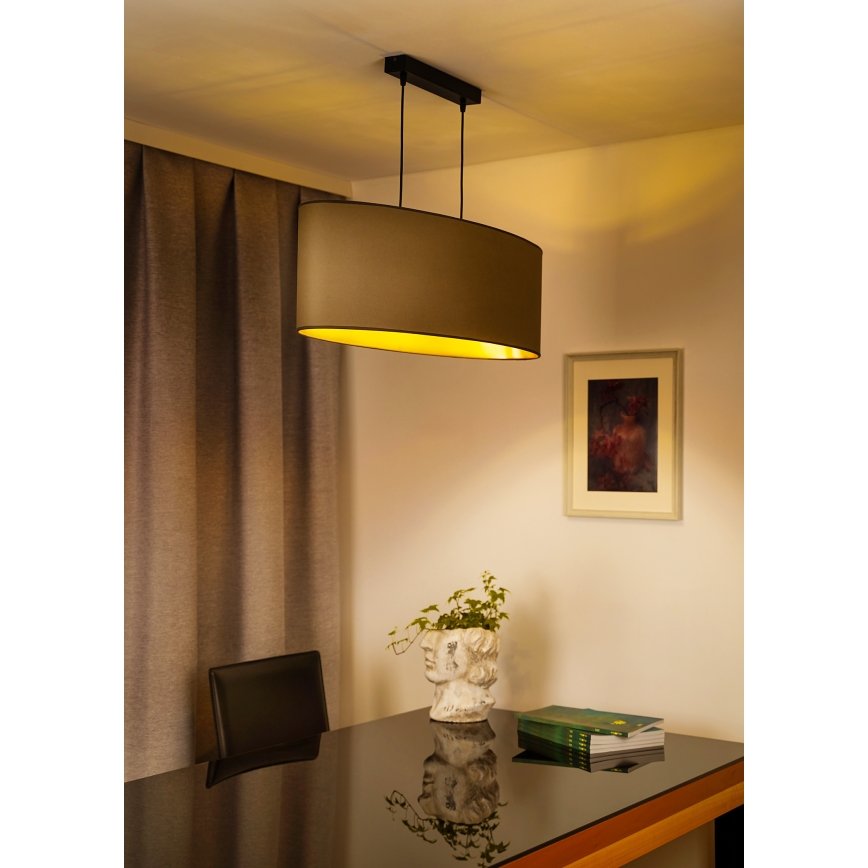 Duolla - Lámpara colgante OVAL VEGAN 2xE27/15W/230V beige