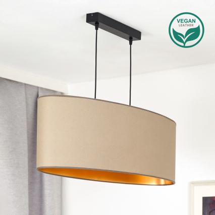 Duolla - Lámpara colgante OVAL VEGAN 2xE27/15W/230V beige