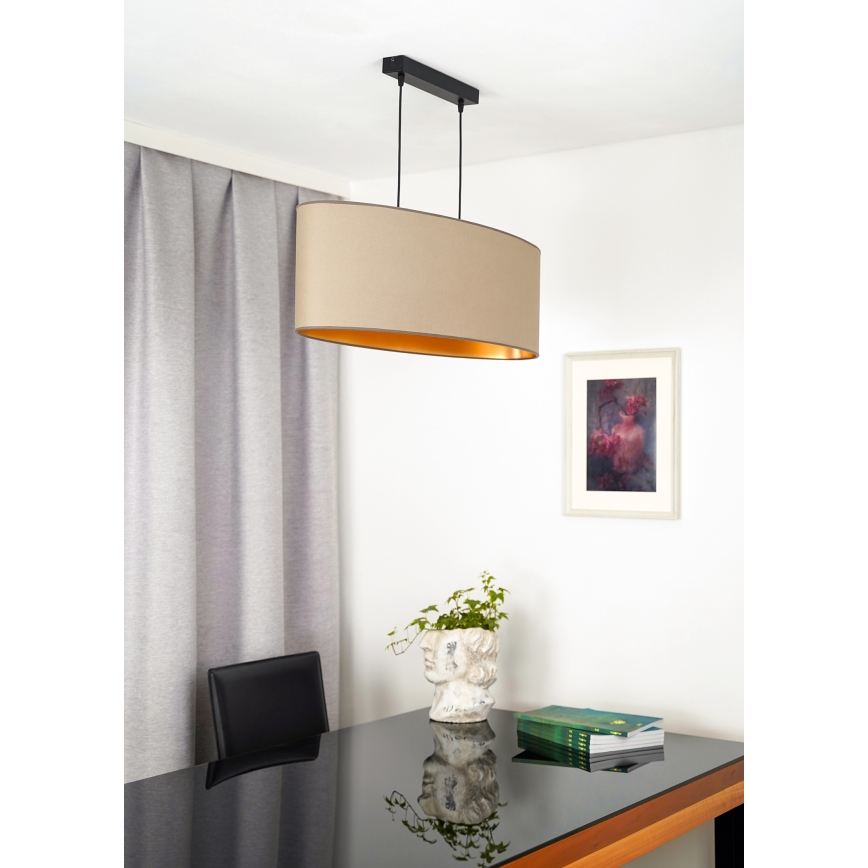 Duolla - Lámpara colgante OVAL VEGAN 2xE27/15W/230V beige