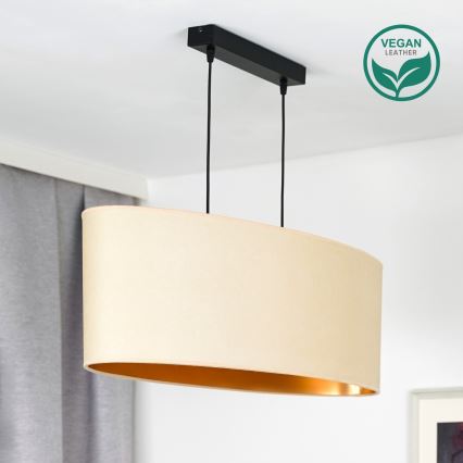 Duolla - Lámpara colgante OVAL VEGAN 2xE27/15W/230V color crema