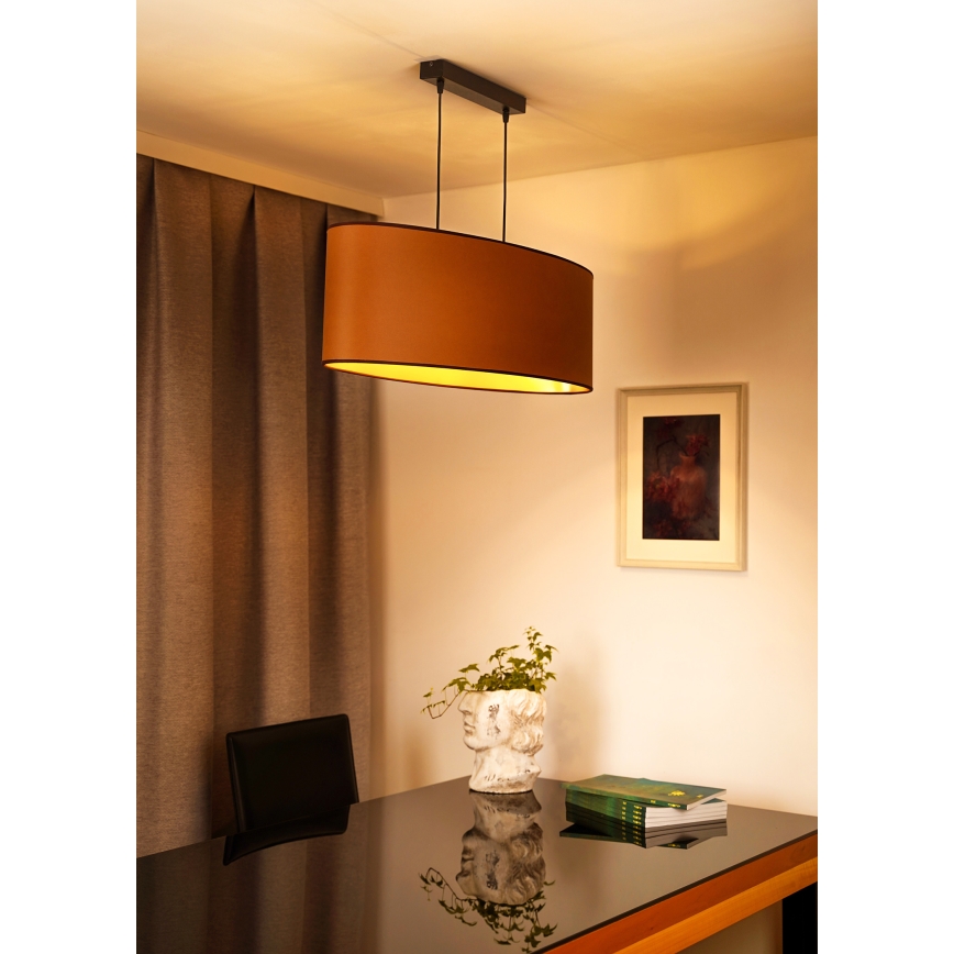 Duolla - Lámpara colgante OVAL VEGAN 2xE27/15W/230V marrón
