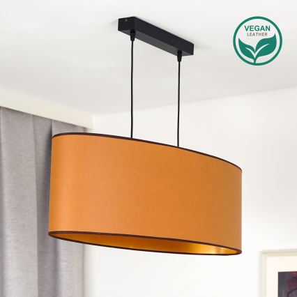 Duolla - Lámpara colgante OVAL VEGAN 2xE27/15W/230V marrón