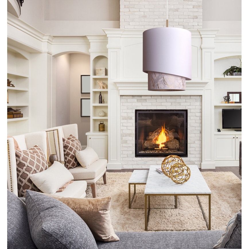 Duolla - Lámpara colgante PARIS 1xE27/15W/230V diá. 40 cm blanco/beige