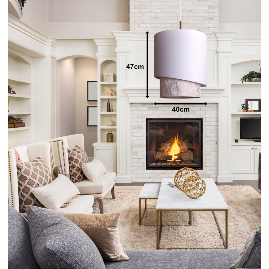 Duolla - Lámpara colgante PARIS 1xE27/15W/230V diá. 40 cm blanco/beige