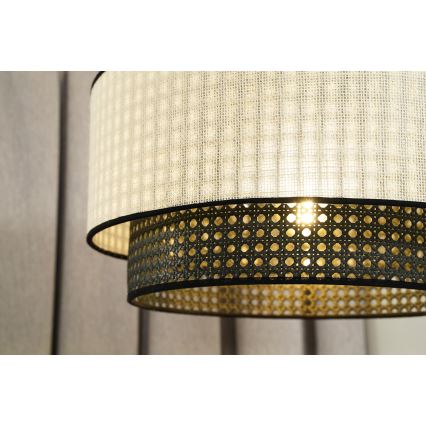 Duolla - Lámpara colgante RATTAN YUTE 1xE27/15W/230V diá. 45 cm color crema/negro