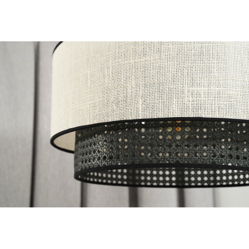 Duolla - Lámpara colgante RATTAN YUTE 1xE27/15W/230V diá. 45 cm color crema/negro