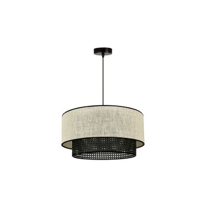 Duolla - Lámpara colgante RATTAN YUTE 1xE27/15W/230V diá. 45 cm color crema/negro