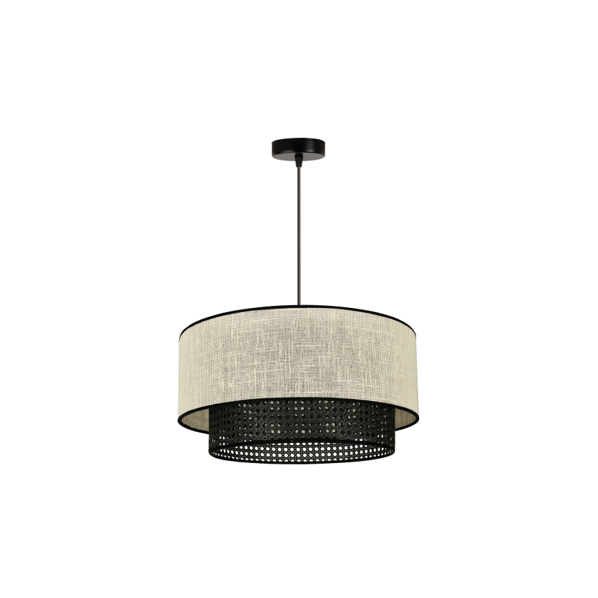 Duolla - Lámpara colgante RATTAN YUTE 1xE27/15W/230V diá. 45 cm color crema/negro