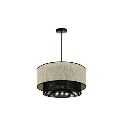 Duolla - Lámpara colgante RATTAN YUTE 1xE27/15W/230V diá. 45 cm color crema/negro