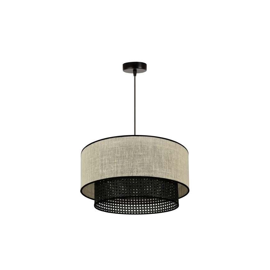 Duolla - Lámpara colgante RATTAN YUTE 1xE27/15W/230V diá. 45 cm color crema/negro