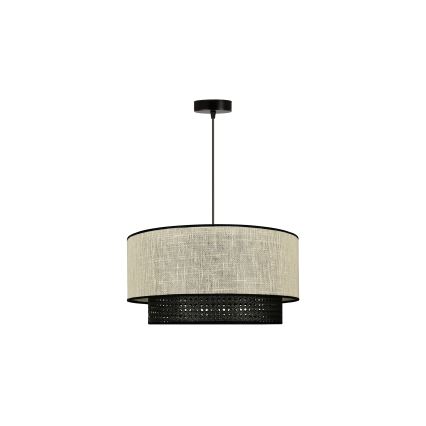 Duolla - Lámpara colgante RATTAN YUTE 1xE27/15W/230V diá. 45 cm color crema/negro