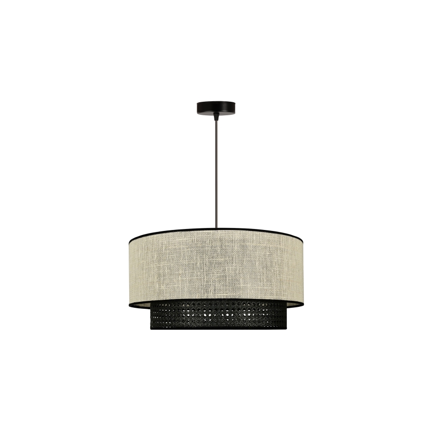 Duolla - Lámpara colgante RATTAN YUTE 1xE27/15W/230V diá. 45 cm color crema/negro