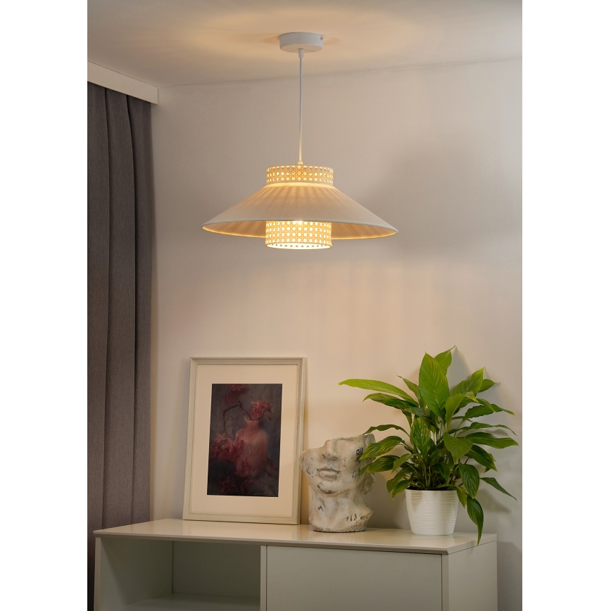 Duolla - Lámpara colgante RIO RATTAN 1xE27/15W/230V diá. 45 cm beige/ratán