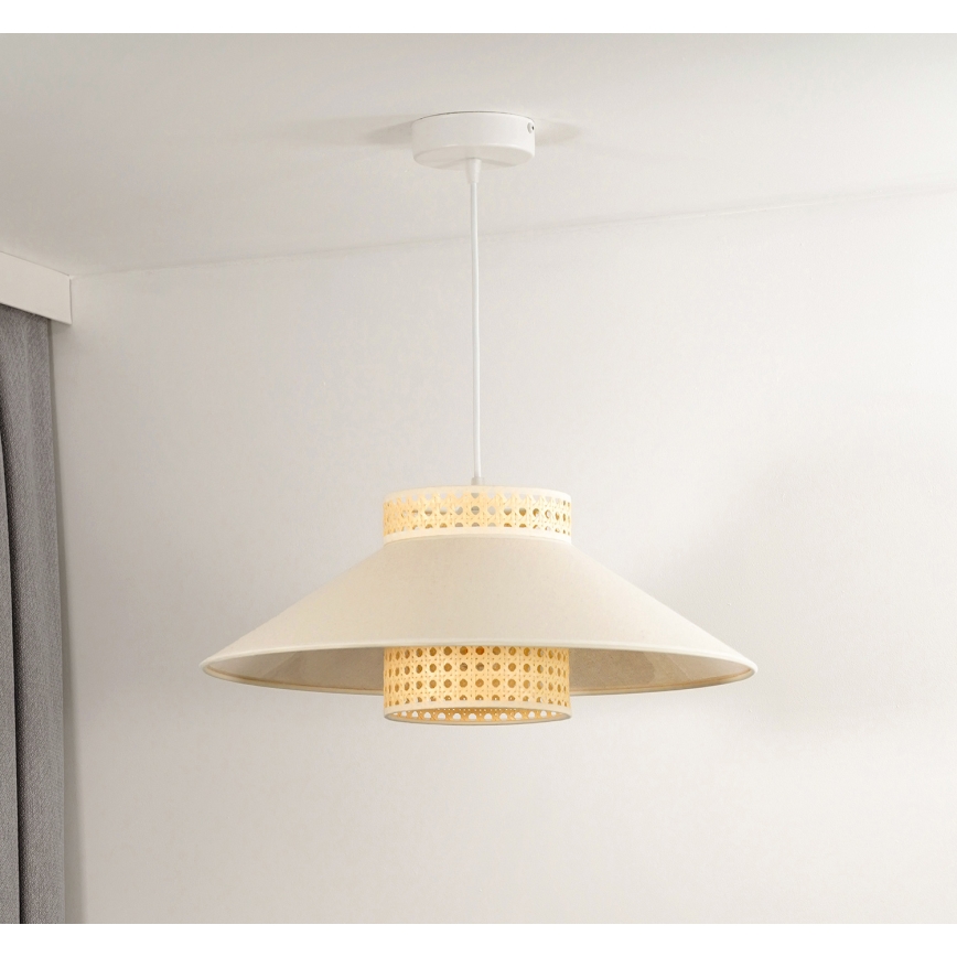 Duolla - Lámpara colgante RIO RATTAN 1xE27/15W/230V diá. 45 cm beige/ratán