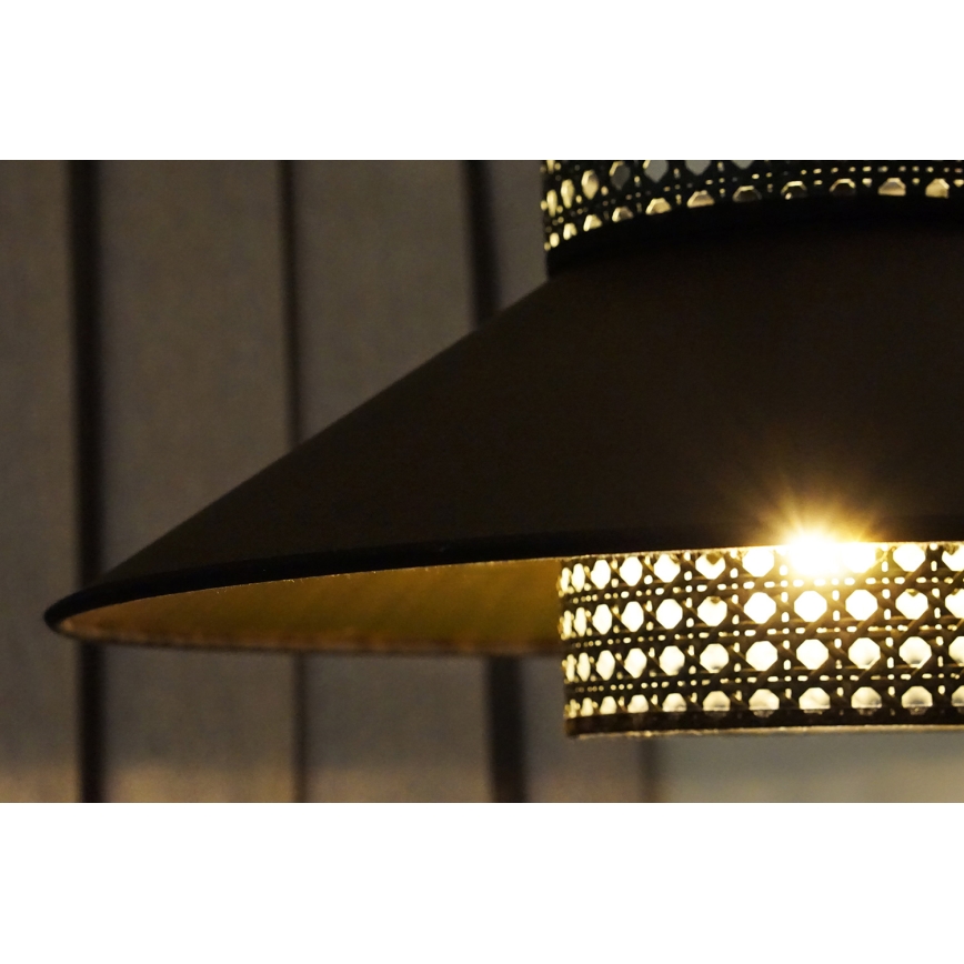 Duolla - Lámpara colgante RIO RATTAN 1xE27/15W/230V diá. 45 cm negro/dorado