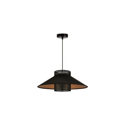 Duolla - Lámpara colgante RIO RATTAN 1xE27/15W/230V diá. 45 cm negro/dorado