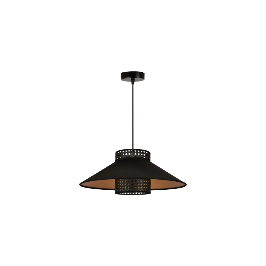 Duolla - Lámpara colgante RIO RATTAN 1xE27/15W/230V diá. 45 cm negro/dorado