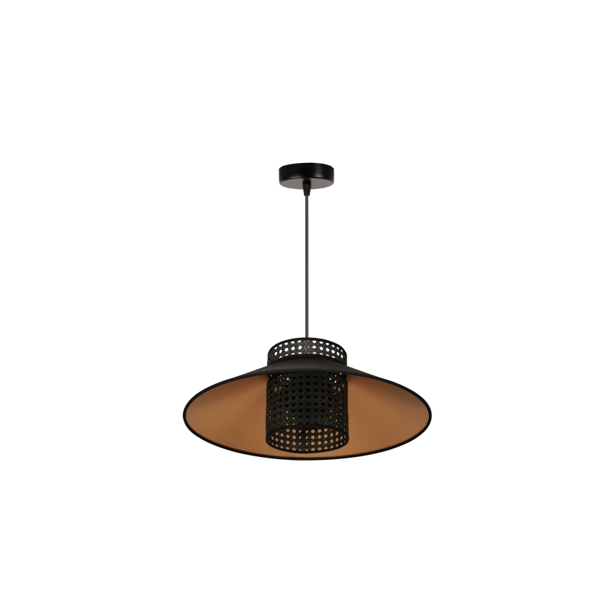 Duolla - Lámpara colgante RIO RATTAN 1xE27/15W/230V diá. 45 cm negro/dorado