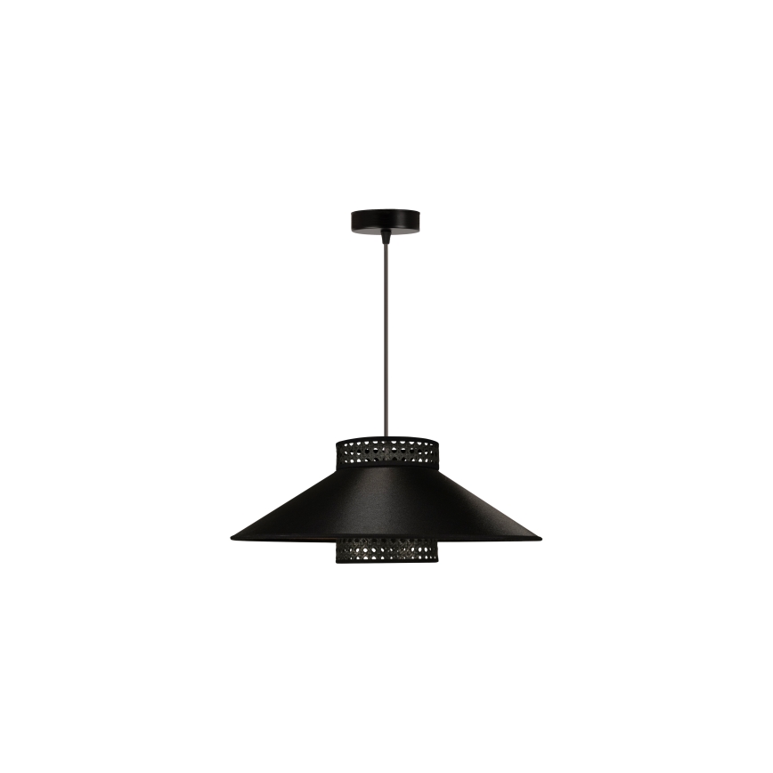 Duolla - Lámpara colgante RIO RATTAN 1xE27/15W/230V diá. 45 cm negro/dorado