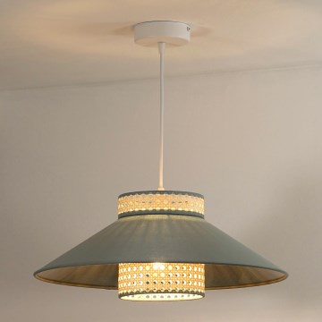 Duolla - Lámpara colgante RIO RATTAN 1xE27/15W/230V diá. 45 cm verde/ratán