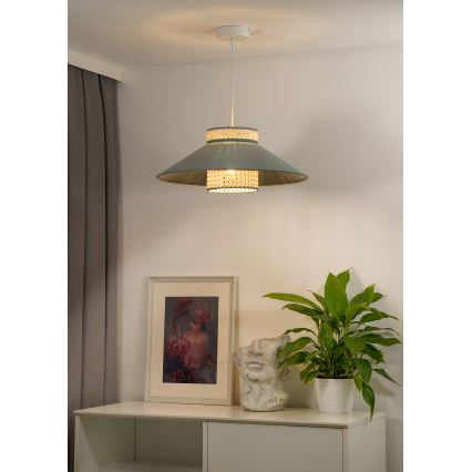 Duolla - Lámpara colgante RIO RATTAN 1xE27/15W/230V diá. 45 cm verde/ratán