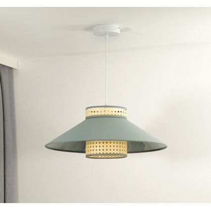 Duolla - Lámpara colgante RIO RATTAN 1xE27/15W/230V diá. 45 cm verde/ratán