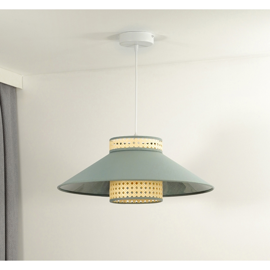 Duolla - Lámpara colgante RIO RATTAN 1xE27/15W/230V diá. 45 cm verde/ratán