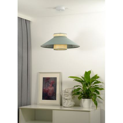 Duolla - Lámpara colgante RIO RATTAN 1xE27/15W/230V diá. 45 cm verde/ratán