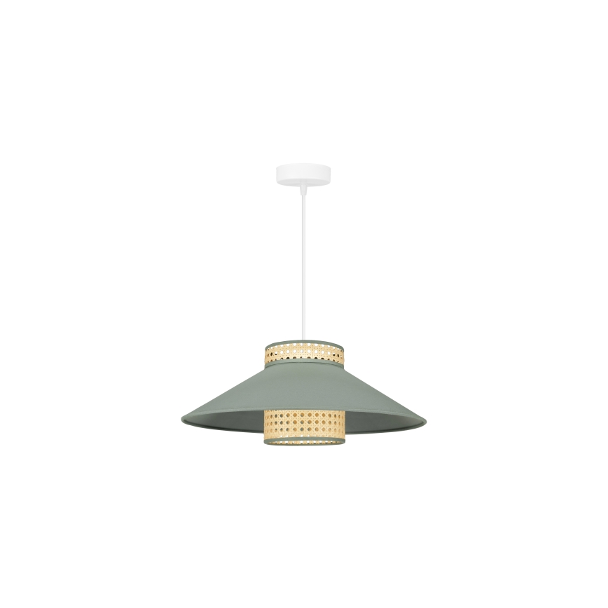 Duolla - Lámpara colgante RIO RATTAN 1xE27/15W/230V diá. 45 cm verde/ratán
