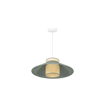 Duolla - Lámpara colgante RIO RATTAN 1xE27/15W/230V diá. 45 cm verde/ratán