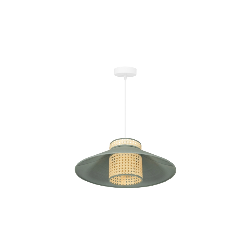 Duolla - Lámpara colgante RIO RATTAN 1xE27/15W/230V diá. 45 cm verde/ratán