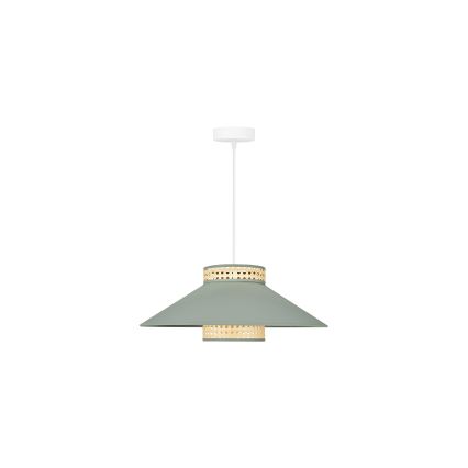 Duolla - Lámpara colgante RIO RATTAN 1xE27/15W/230V diá. 45 cm verde/ratán
