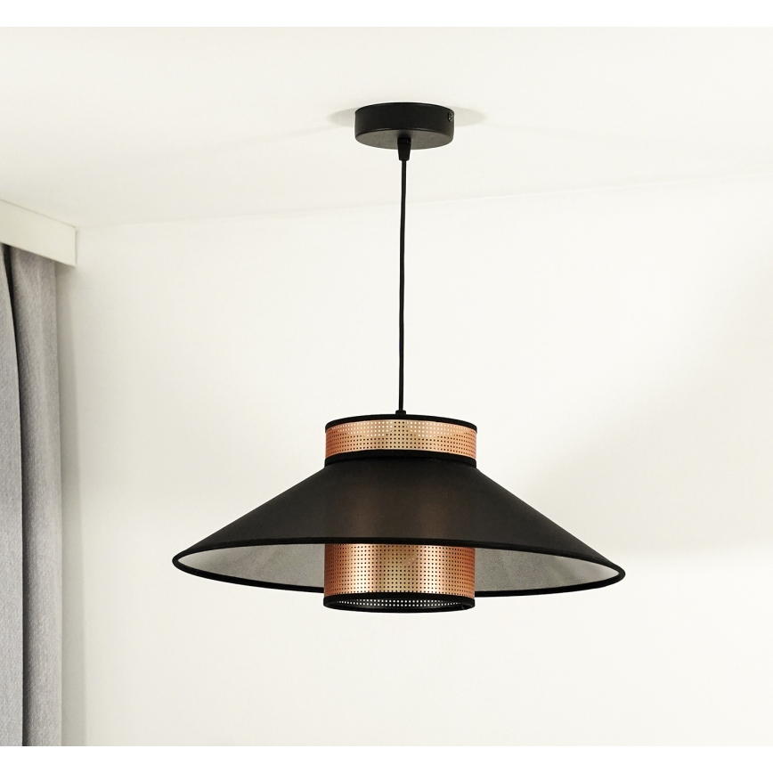 Duolla - Lámpara colgante RIO SHINY 1xE27/15W/230V diá. 45 cm negro/cobre