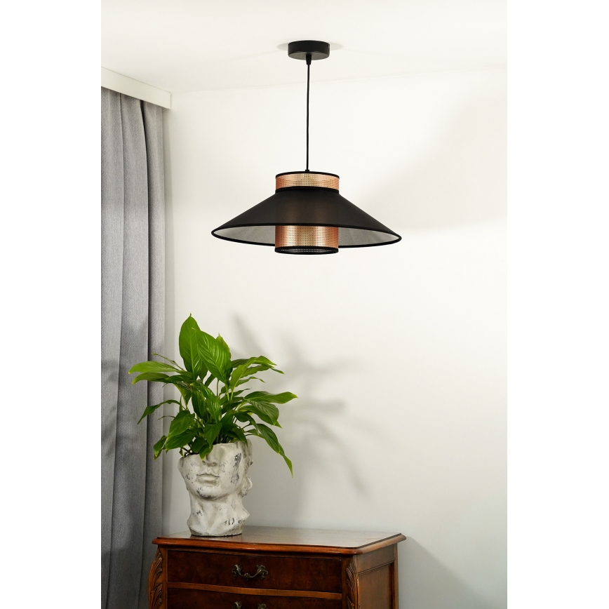 Duolla - Lámpara colgante RIO SHINY 1xE27/15W/230V diá. 45 cm negro/cobre