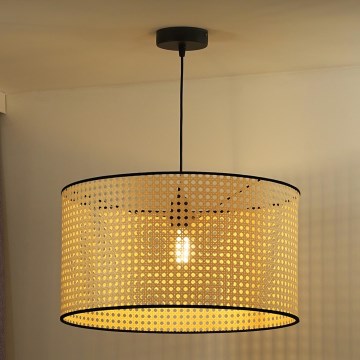 Duolla - Lámpara colgante ROLLER 1xE27/15W/230V diá. 45 cm ratán/negro