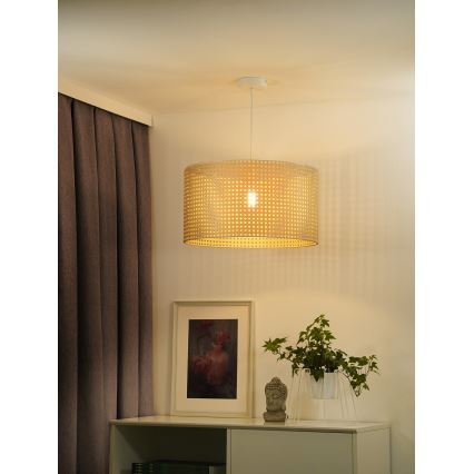 Duolla - Lámpara colgante ROLLER RATTAN 1xE27/15W/230V diá. 45 cm beige