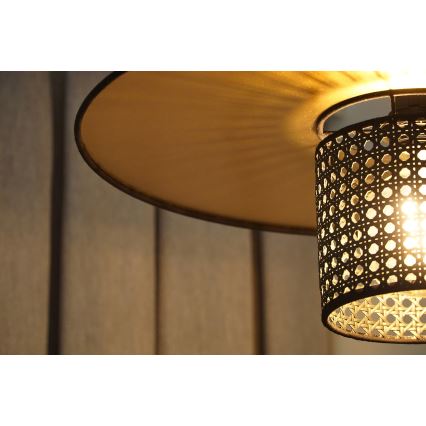 Duolla - Lámpara colgante TOKYO RATTAN 1xE27/15W/230V diá. 50 cm dorado/negro