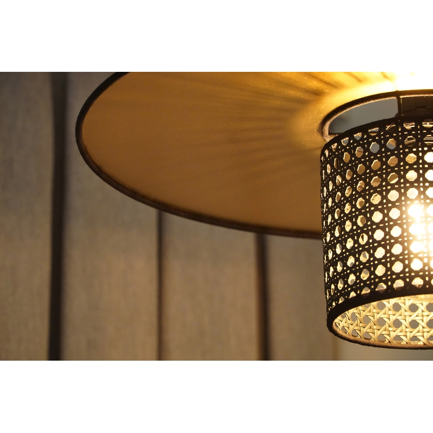 Duolla - Lámpara colgante TOKYO RATTAN 1xE27/15W/230V diá. 50 cm dorado/negro