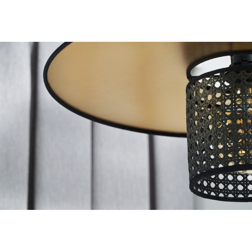 Duolla - Lámpara colgante TOKYO RATTAN 1xE27/15W/230V diá. 50 cm dorado/negro