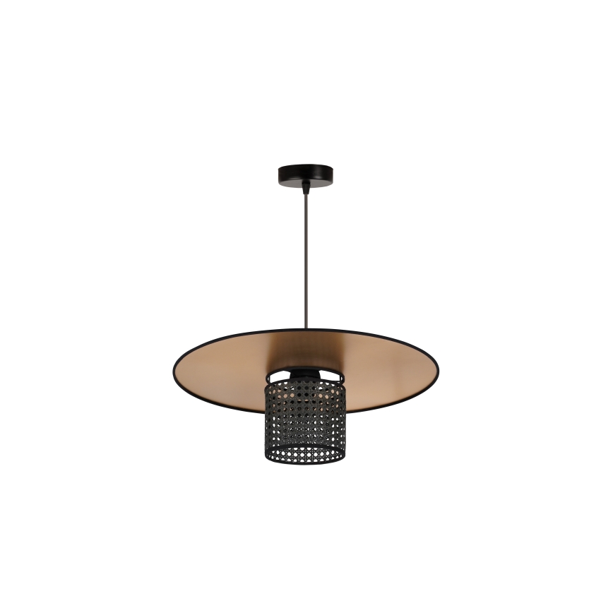 Duolla - Lámpara colgante TOKYO RATTAN 1xE27/15W/230V diá. 50 cm dorado/negro