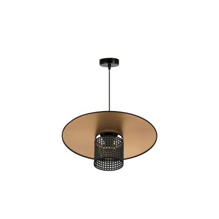 Duolla - Lámpara colgante TOKYO RATTAN 1xE27/15W/230V diá. 50 cm dorado/negro