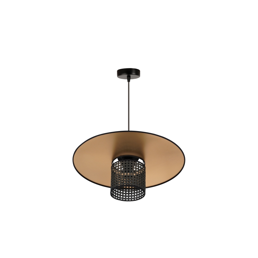 Duolla - Lámpara colgante TOKYO RATTAN 1xE27/15W/230V diá. 50 cm dorado/negro