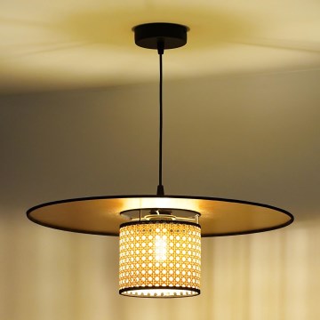 Duolla - Lámpara colgante TOKYO RATTAN 1xE27/15W/230V diá. 50 cm dorado/ratán