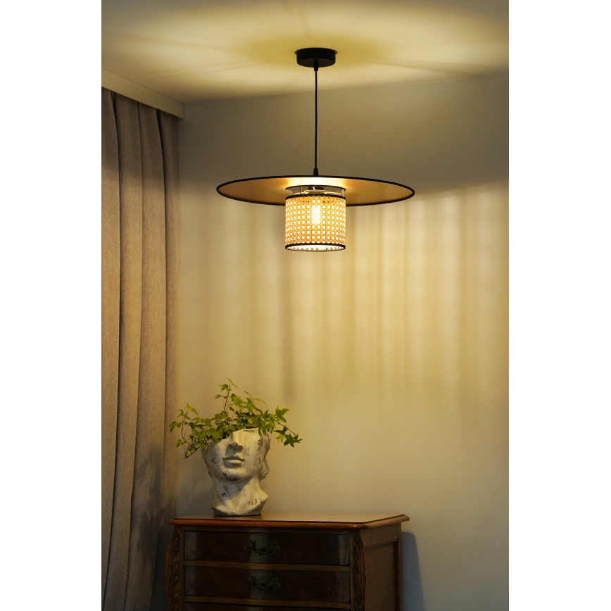 Duolla - Lámpara colgante TOKYO RATTAN 1xE27/15W/230V diá. 50 cm dorado/ratán