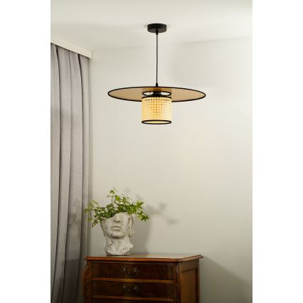 Duolla - Lámpara colgante TOKYO RATTAN 1xE27/15W/230V diá. 50 cm dorado/ratán
