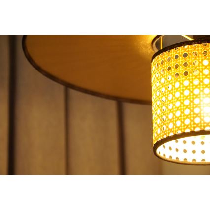 Duolla - Lámpara colgante TOKYO RATTAN 1xE27/15W/230V diá. 50 cm dorado/ratán