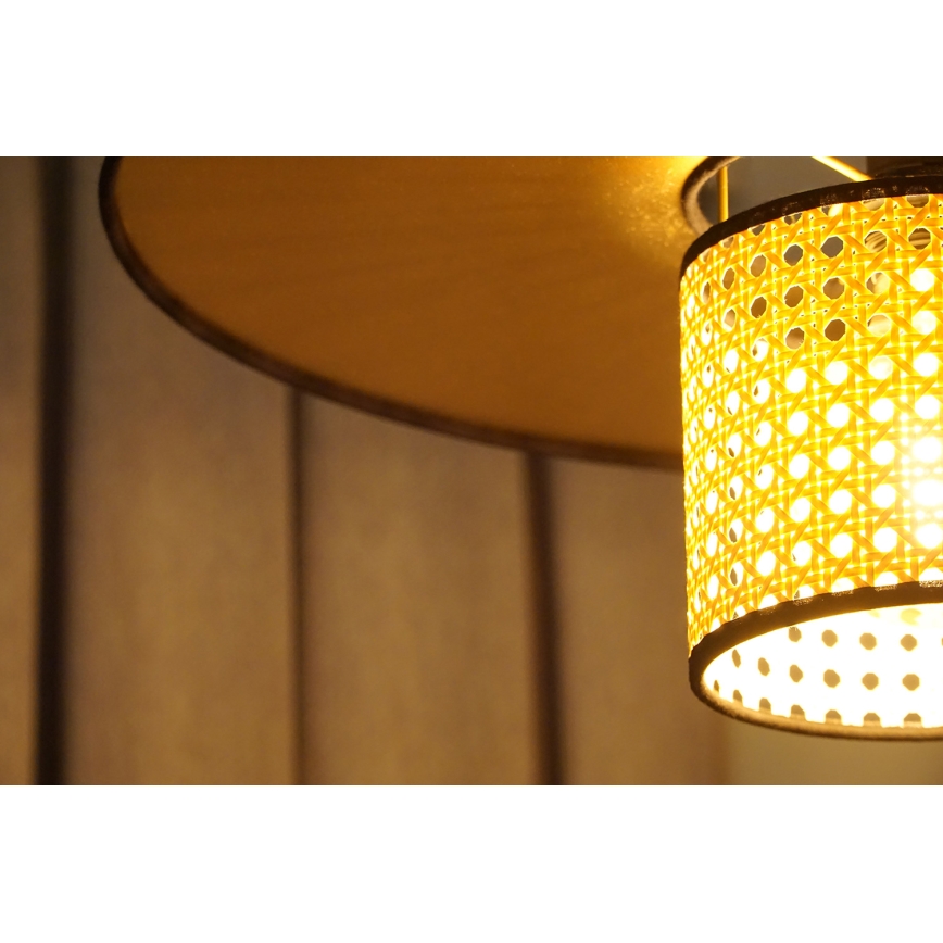 Duolla - Lámpara colgante TOKYO RATTAN 1xE27/15W/230V diá. 50 cm dorado/ratán